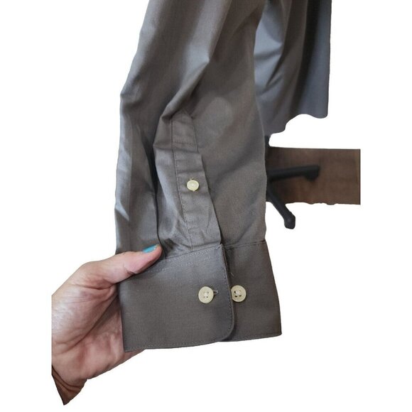 Arrow Shirt Casual Gray Long Sleeve Classic Fit No Iron Button Men's 18.5 34/35 - Picture 3 of 9